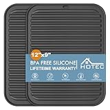 HOTEC 446℉ Heat Resistant BPA Free Silicone Trivets for Hot pots and Pans, for Kitchen Counter Dish Drying Mat, Set of 2 Dark Grey