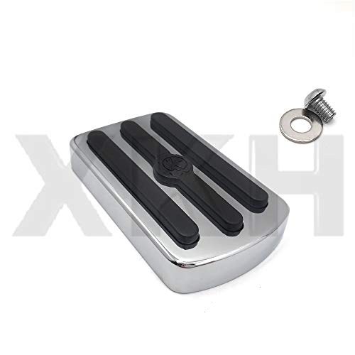 XKH- Chrome Skull Large Brake Pedal Pad Compatible with Harley Davidson '12-later Dyna FLD, 86-later FL Softail and '80-later Touring models(V Rod Muscle/Tri Glide/SuperLow) [B01KNX9ZTK]