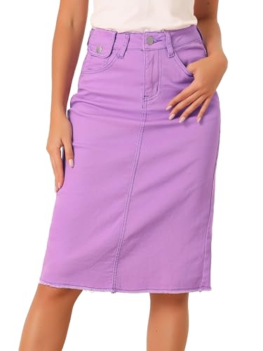 Jupe en jean décontractée extensible fente dos sans serrer violet XL