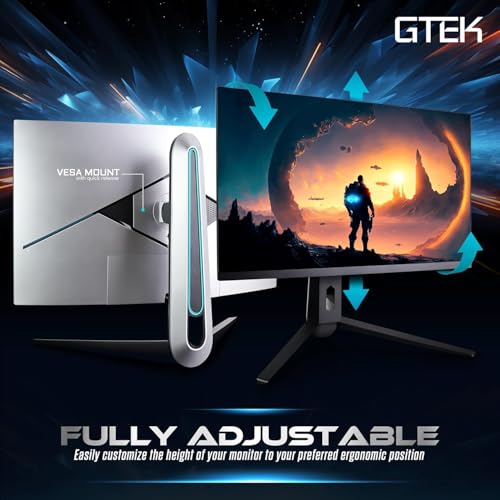 GTek 27インチ 240Hz 2K ゲーミングモニター、QHD 2560 x 1440P コンピューターモニター、極端なローモーションブラー、高速IPS 1ms MPRT、DisplayPort/HDMI、VESA、高さ調整可能- Q2740P