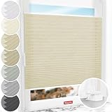 Schuette® Plissee ohne Bohren ● Dolomite Kollektion: Wet Stand (Beige) ● 105x80cm (Breite x Höhe) ● Suprafix Faltrollo X Klemmfix Rollo ● Blitzschnelle Montage inkl. Video