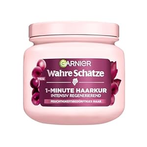 Garnier Wahre Schätze 1-Minute Haarkur, intensiv regenerierende Kur für feuchtigkeitsbedürftiges Haar mit Traubenwasser und Traubenkernöl, 340 ml