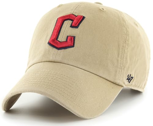 47 MLB Kaki Primary Logo Clean Up Sangle réglable Casquette de baseball pour papa, adulte Taille unique, Cleveland Guardians, taille unique