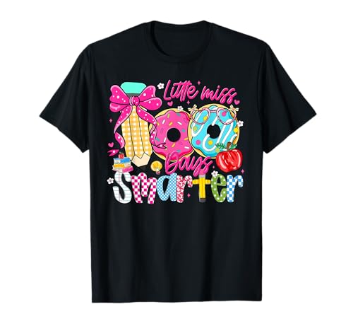 Little Miss 100 Days Smarter Donut 100th Day of School Girl T-Shirt