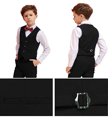 Boy Suit Slim Fit Suits For Kids Formal Outfit 5 Pcs Set Dresswear For Boys Black Size 2T #TOP3