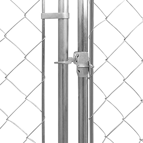 vidaXL Outdoor Dog Kennel Dog House Dog Cage with 4 Anchors Hot-dip Chain Link Fence Lockable Kennel Galvanized Steel… - Image 5
