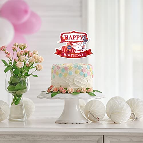 Roadsea Circus Happy Birthday Cake Topper - Kid Boy Girl Birthday Party Cake Supplies - Carnival Themed Amusement Park Birthday Party Decorations - Multicolour #TOP6