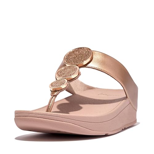 Image of FitFlop Halo Bead-Circle Metallic Toe-Post Sandals