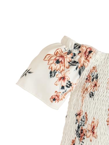 Image of Girls Summer Clothes 2 Piece Outfits Kids Floral Print Off Shoulder Crop Top and Shorts Skirt Clothes Set