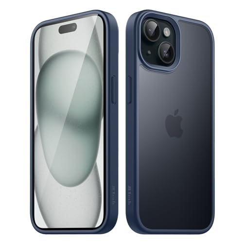 Image of JETech Matte Cover Case for iPhone 15 6.1-Inch, Shockproof Case Military Grade Drop Protection, Frosted Translucent Back Phone Cover, Anti-Fingerprint (Storm Blue)