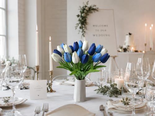 Image of Mandy's 20pcs Artificial Shades of Blue Tulips