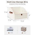 StorageWorks Closet Storage Bins, Trapezoid Organizer Box for Shelves, Fabric Clothes Bin, Foldable Organizing Baskets with Handles, Small, Ivory White, 3-Pack - Image 2