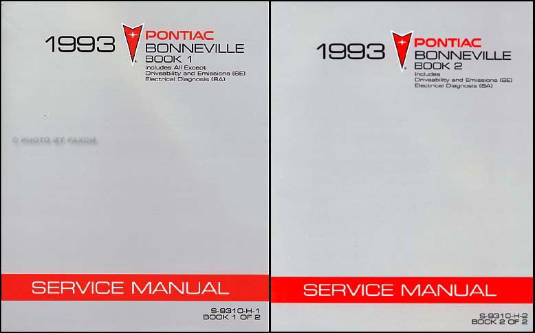 1993 Pontiac Bonneville Repair Shop Manual Original 2 Volume Set