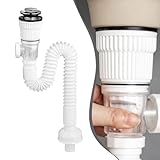 Photo Gallery bulevisiter kit di scarico per lavabo con tubo flessibile da 360-880 mm e design a doppia prova, in acciaio inox e abs, adatto per Photo Gallery bulevisiter kit di scarico per lavabo con tubo flessibile da 360-880 mm e design a doppia prova, in acciaio inox e abs, adatto per