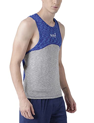Image of USI UNIVERSAL Grey and Blue Training T-Shirt Small for Men (S)