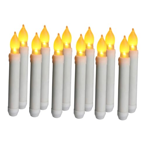 Velas LED cónicas flameless POPETPOP de 12 piezas con luces eléctricas realistas