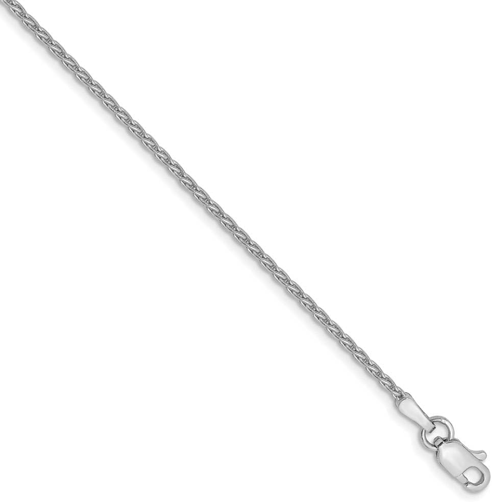 1.5 MM、14 Kホワイトゴールド、ソリッド小麦チェーンアンクレット、9