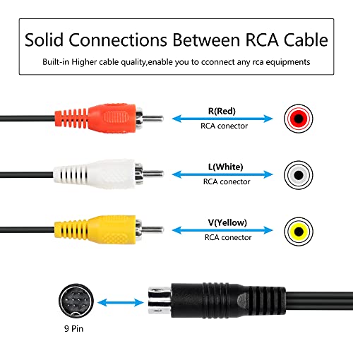 Riieyoca Din 9 Pin To Rca Audio Video Composite Cable, 9 Pin Male Plug To 3 Rca Male Stereo Av Wire Connection Wire Cable, For Video Audio Equipment Signal Output,1.8M #TOP4