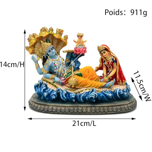 BangBangDa Statue du Dieu Hindou Vishnu - 21 cm de Long – Figurine de divinité hindoue Divine pour Le culte Spirituel pour la Maison, Le Bureau, Le Studio, l'hôtel, la décoration du Temple Mandir – vue 5