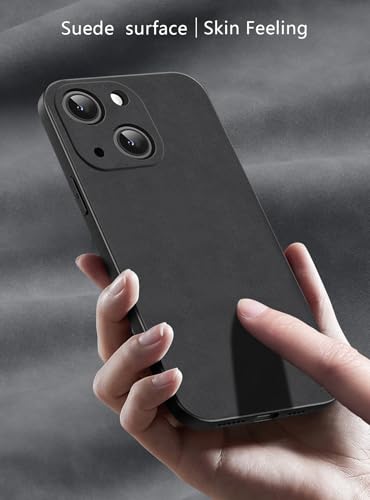 Coque iPhone 15 en daim PU noir | Protection élégante et légère de luxe