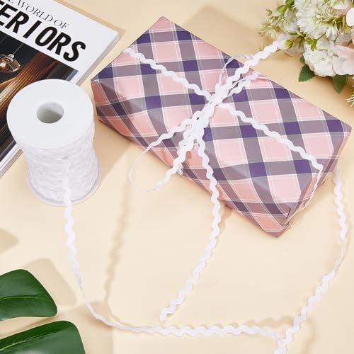 GORGECRAFT 54 Yards Wave Bending Fringe Trim 5mm Wide Rick Rack Zig Zag Ric Rac Trim Curved Woven Braided Fabric Webbing Edge Lace Ribbon for Sewing Home Party Wedding Dress Decoration Craft White - Image 4