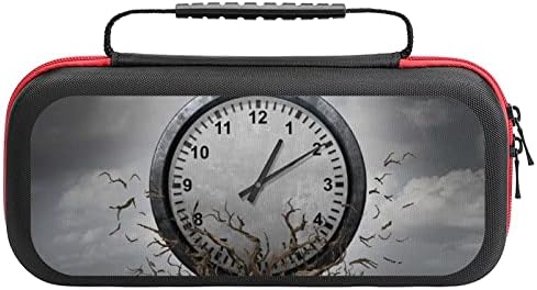 FunnyStar Clock Breaking Free from A Tree Carrying Case Protective Shell Storage Handbag Compatible with Nintendo Switch