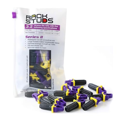 Image of Rackstuds P20 Series II - Server Rack Screws 20-Pack | Cage Nut Replacement Purple 3.2mm /0.126 inch | A Faster, Easier Solution for Rack mounting Gear in 19 inch Racks with Square Punched Vertical Rails
