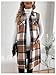 MakeMeChic Women's Maternity Vest Outerwear Plaid Print Collared Button Down Pregnancy Midi Coat Brown Large