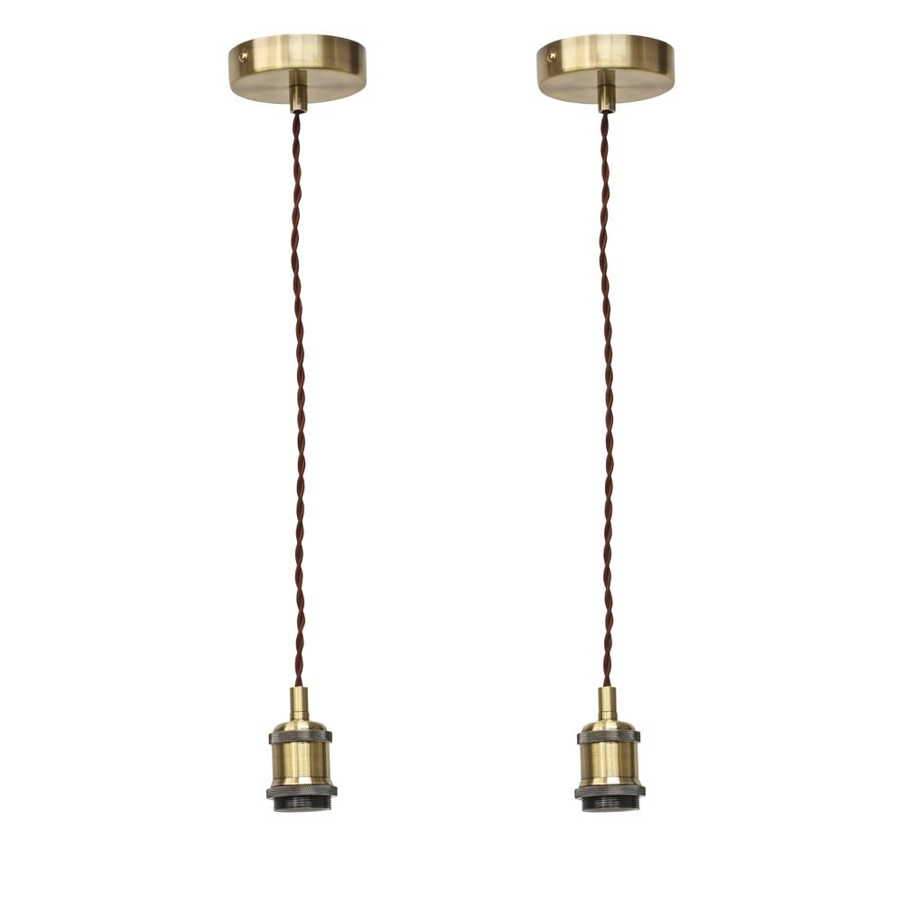 Firstchoicelighting Antique Brass Set Of 2 Flex - Retro Ceiling Pendant Flex Kits