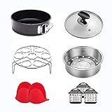 ULEE Accessories Compatible with Instant Pot 6 Qt - Including Steamer Basket, Glass Lid, Springform Pan, Egg Rack, Oven Mitts, Magnetic Cheat Sheet