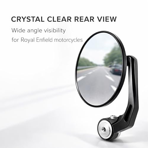 Image of MIKANIX Premium Motorcycle Bar End Mirrors | Rear View Side Mirrors Wide-Angle For Maximum Visibility Compatible With All RE Bike's