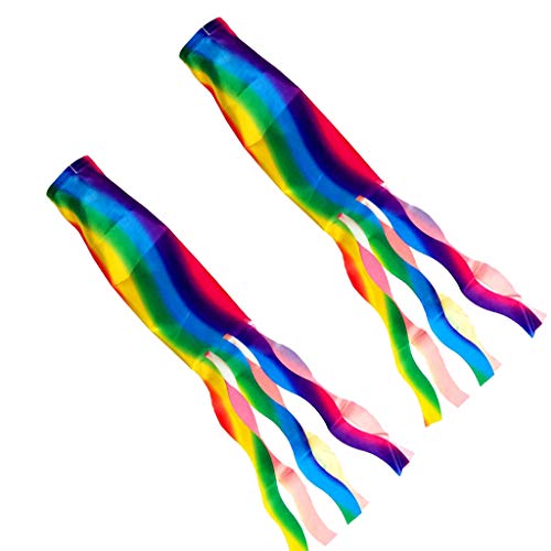 HomeDecTime 2Pcs Windsock Polyester Outdoor Garden Wind Sock Decoration 70cm Rainbow