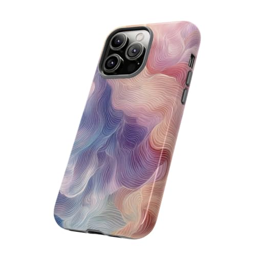 Coque iPhone 14 Pro Max rigide brillante avec motif vagues pastel
