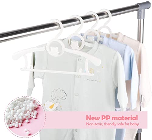 Baby Hangers For Closet 20Pcs, Hgyze White Kids Clothes Hanger Plastic, 11-14" Adjustable Bulk Perchas For Newborn, Non-Slip Children Outfit Bear Hanger For Girl Boy Toddler Infant Nursery Clothing #TOP2