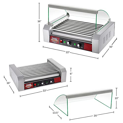 Image of Great Northern Popcorn 9 Roller Hot Dog Machine with Tempered Glass Cover - Countertop Hot Dog Roller Makes Up to 24 Hotdogs, Brats, or Sausages