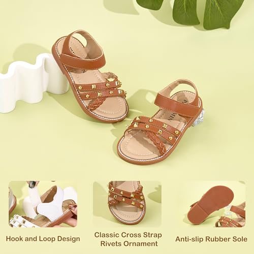 Image of PHIRAMIN Toddler Flower Girl Sandals - Girl Dress Shoes Toddler Little Kid Wedding Party