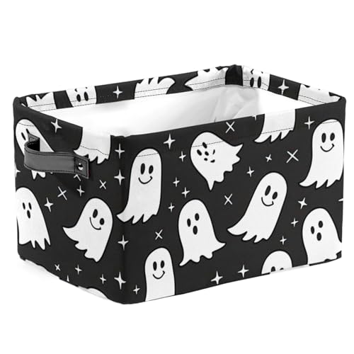 Cesta fantasma rectangular con asa resistente para almacenamiento de Halloween infantil 2