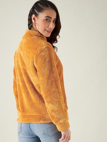 Image of Modeve Women Solid Full Sleeve Fur Standard Length Jacket For Winter
