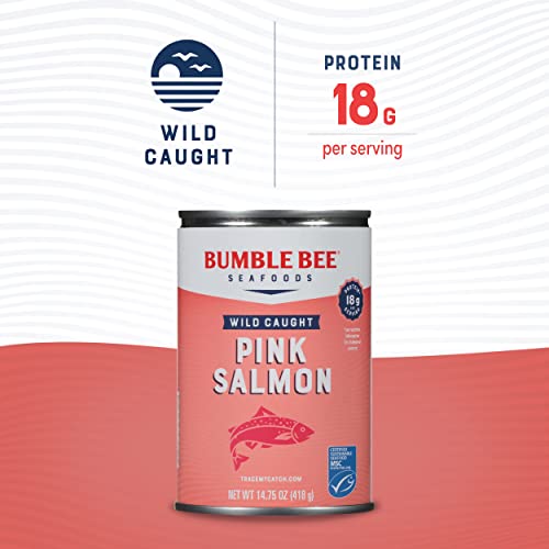 Image of Bumble Bee Canned Pink Salmon, 14.75 oz Cans (Pack of 12) - Premium Wild Caught Salmon with Skin & Bones - 18g Protein per Serving - MSC Certified Sustainable Seafood, Non-GMO, Gluten Free, Kosher