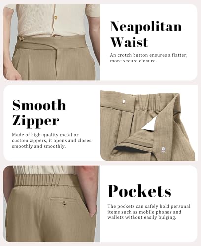 Susclude Mens Baggy Dress Pants Old Money Vintage Pleated Wide Leg Pants Summer Casual Slacks Relaxed Fit Trousers4