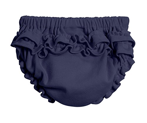 City Threads Ruffle Diaper Cover for Baby Girls Soft Cotton, Made in USA Baby Girl Bloomers (Navy, 2T)