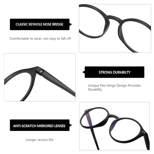 Image of BLUEMOKY Reading Glasses for Women Men, Blue Light Blocking Glasses 2 Pack, Computer Readers, Spring Hinge