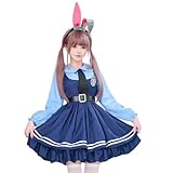 [COSSA] ハロウィン コスプレ レディース 可愛い ウサギ警察 詐欺師 仮装 動物大都会cosplay 大人 イベント用 警察官 婦警仮装 5点セット (長袖, M)