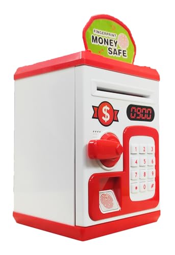 VGRASSP Money Safe Piggy Bank (The Gullak) Toy for Kids and Adults with 3 Step Unlock - Feed Number Password Touch Finger Sensor Then Twist Handle to Open The Door (Red - White) (B0CST39VJQ) Amazon Price History, Amazon Price Tracker