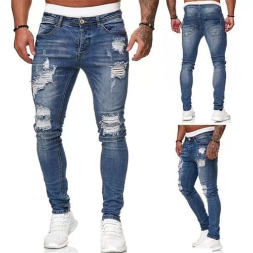 Men's Slim Fit Stretch Jeans Fashion Ripped Skinny Stretch Distressed Straight Comfort Flex Waist Denim Pants3
