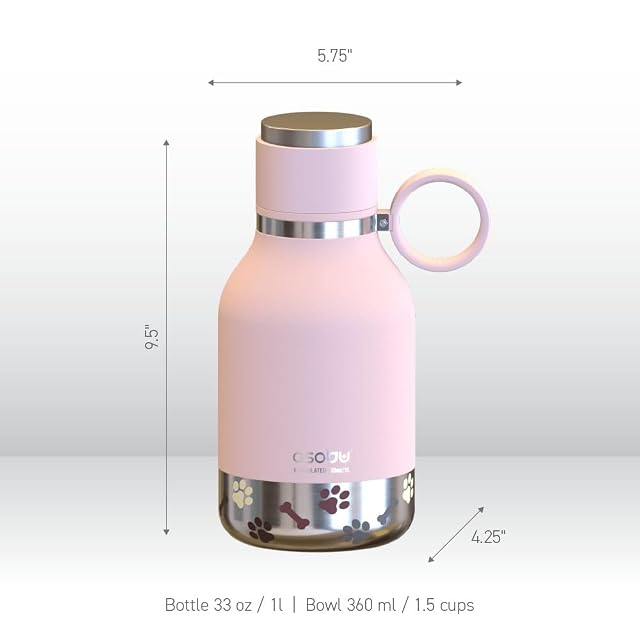 Foto 6 de 7 de Asobu Dog - Cuenco para Mascotas Unido a Botella de Agua aislada de Acero Inoxidable de 1 litro, Botella…