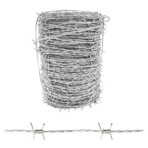 Recinzione in filo spinato, filo intrecciato a 4 punti, 2 mm x 50 m, rotolo di recinzione per giochi, filo spinato in ferro resistente per recinzioni sicure e protezione agricola