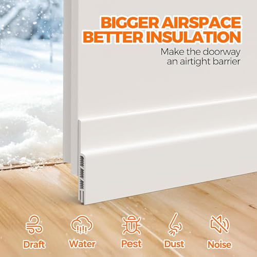 Holikme Door Draft Stopper Under Door Draft Blocker Insulator Doors Sweep Weather Stripping Noise Stopper Sheets, Rolls & Strips Strong Adhesive, White by Holikme - Image 2