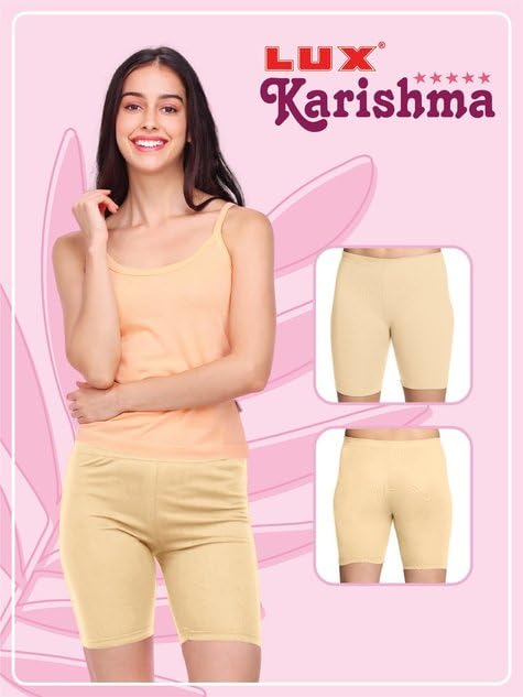 Image of Lux Karishma Shorts - 100% Pure Cotton, Soft & Breathable Undershorts for Women & Girls, Non-See-Through, Perfect for Layering Under Skirts & Everyday Use (Colors May Vary)