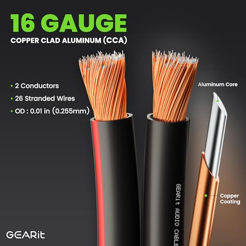 image for 16AWG Speaker Wire, GearIT Pro Series 16 Gauge Speaker Wire Cable (500
